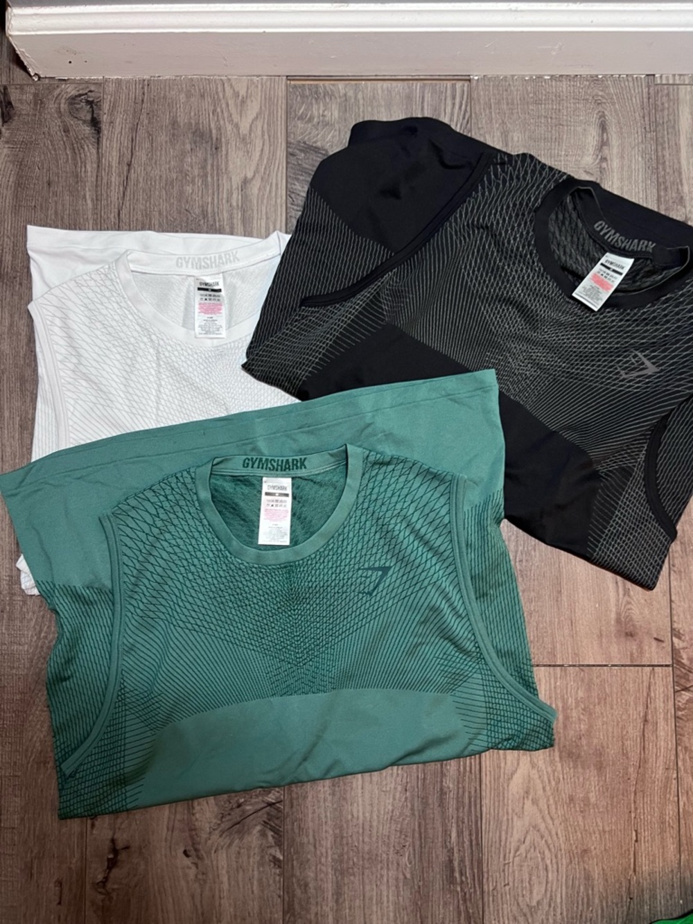 Gymshark Men’s Seamless Tank Pack — Green, Black, White